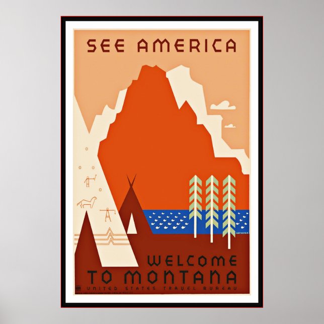 Vintage Poster Print See Amercia Montana large (Front)