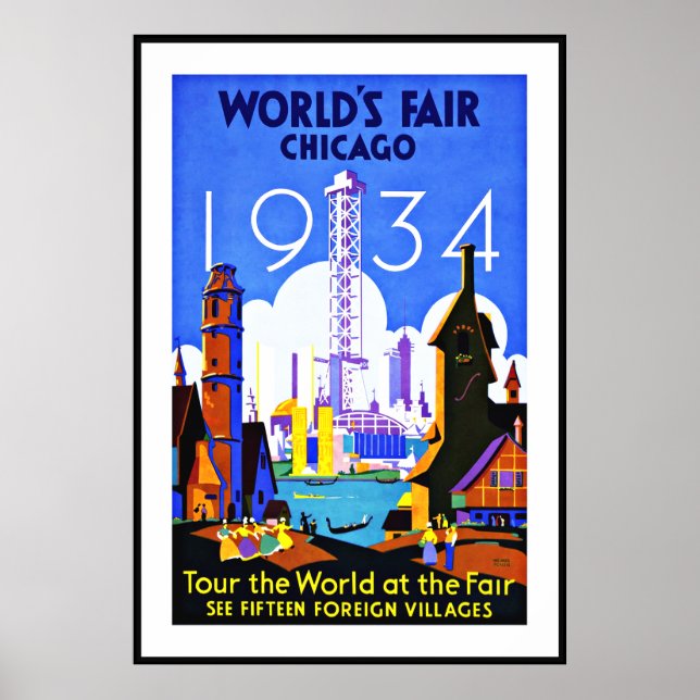 Vintage Poster Print World's Fair Chicago Travel (Front)