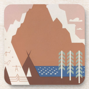 Vintage Poster Promoting Travel To Montana. 2 Coaster