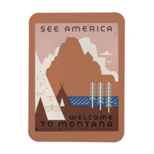 Vintage Poster Promoting Travel To Montana. 2 Magnet
