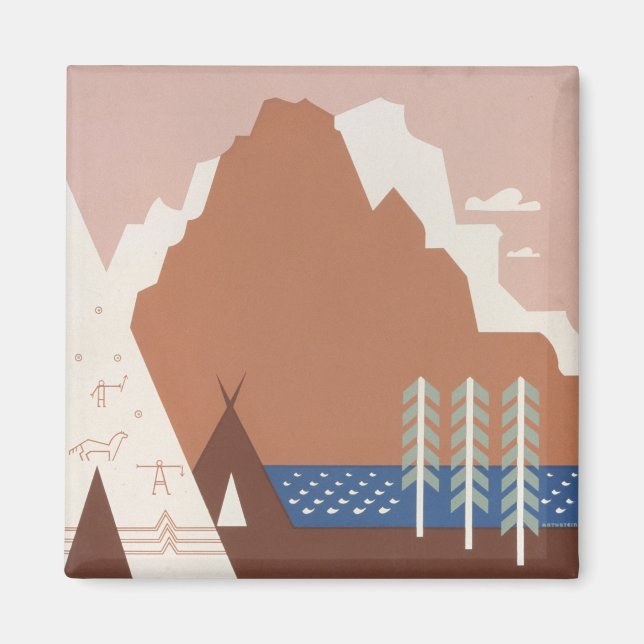 Vintage Poster Promoting Travel To Montana. 2 Magnet (Front)