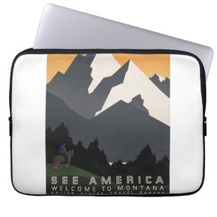 Vintage Poster Promoting Travel To Montana. Laptop Sleeve