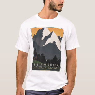 Vintage Poster Promoting Travel To Montana. T-Shirt