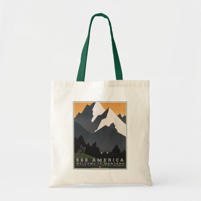 Vintage Poster Promoting Travel To Montana. Tote Bag (Front)