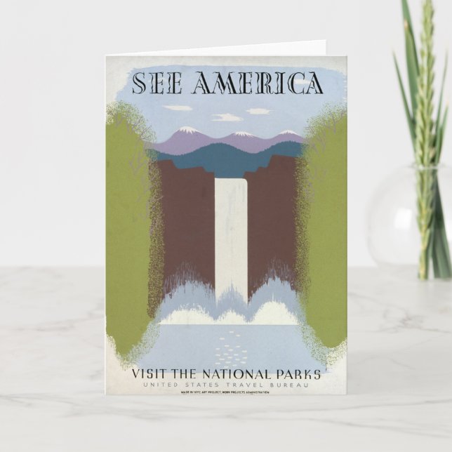 Vintage Poster Promoting Travel To National Parks. Card (Front)