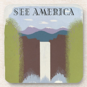 Vintage Poster Promoting Travel To National Parks. Coaster
