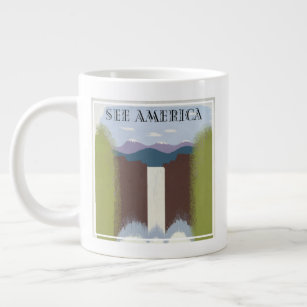 Vintage Poster Promoting Travel To National Parks. Large Coffee Mug