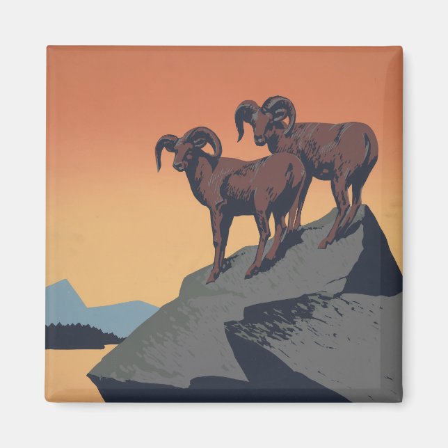 Vintage Poster Promoting Travel To National Parks Magnet (Front)