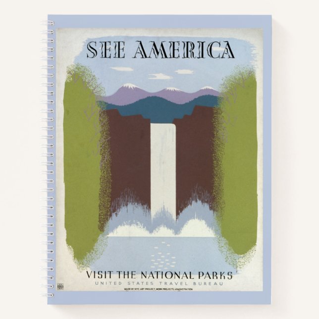 Vintage Poster Promoting Travel To National Parks. Notebook (Front)