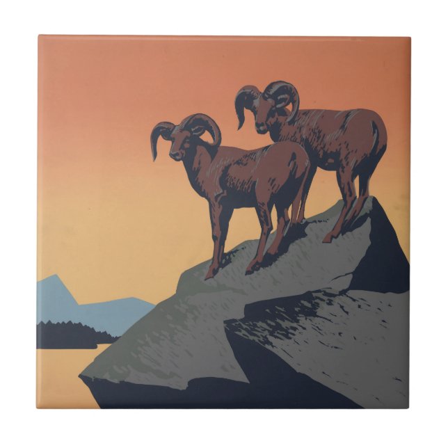 Vintage Poster Promoting Travel To National Parks Tile (Front)