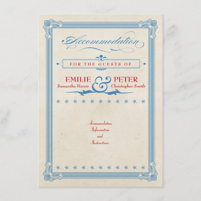Vintage Poster Red, White & Blue Accommodations Enclosure Card (Front)