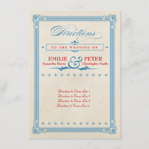 Vintage Poster Red, White & Blue Directions Card