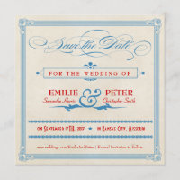 Vintage Poster Red, White & Blue Save the Date