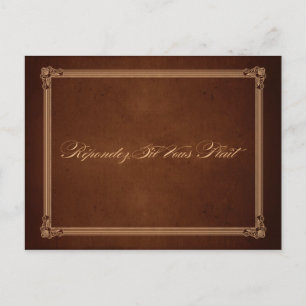 Vintage Poster Rich Brown Wedding RSVP Postcard