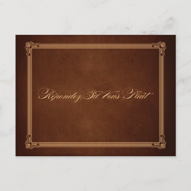 Vintage Poster Rich Brown Wedding RSVP Postcard (Front)