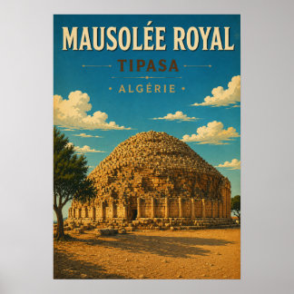 Vintage Poster Royal Mausoleum of Tipasa - Algeria