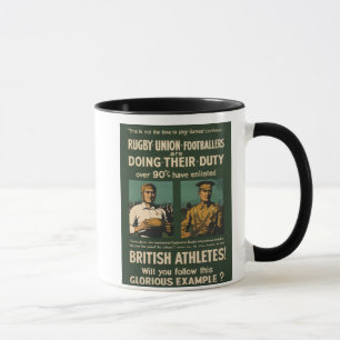 Vintage Poster: Rugby players call for duty Mug