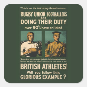 Vintage Poster: Rugby players call for duty Square Sticker