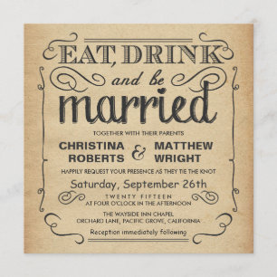 Vintage Poster Rustic Wedding - Square Invitation
