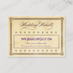 Vintage Poster Style Cream & Brown Wedding Website Enclosure Card