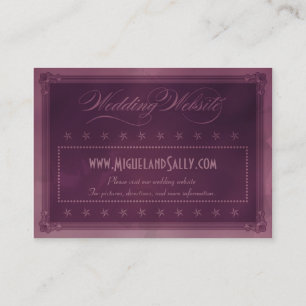 Vintage Poster Style Purple Wedding Website Enclosure Card