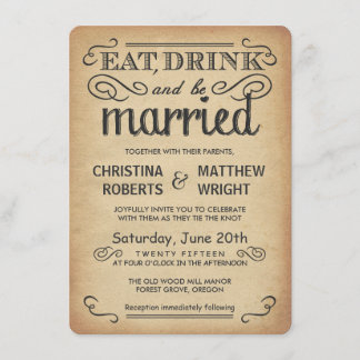 Vintage Poster Style Rustic Wedding Invitations