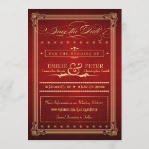 Vintage Poster Sumptuous Red Save the Date