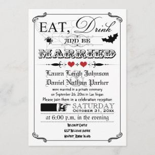 Vintage Poster Wedding Invite - Halloween, Red