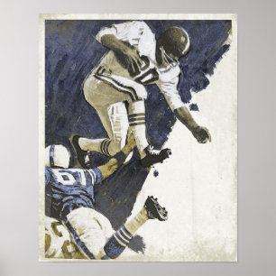 Vintage Poster with Action Packed Football Print