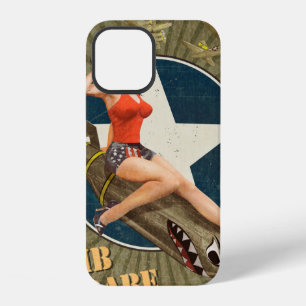 Vintage poster with pin-up girl on bomb. abstract, iPhone 12 case