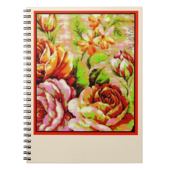 vintage posterised roses notebook (Front)
