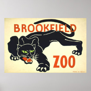 Vintage Posters,Brookfield Zoo Black Panther WPA Poster
