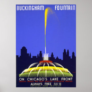 Vintage Posters, Chicago Buckingham Fountain WPA Poster