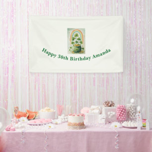 Vintage Pot of Gold and Rainbow Birthday Banner