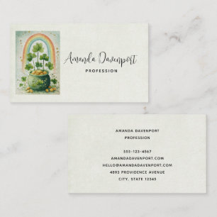 Vintage Pot of Gold and Rainbow Business Card