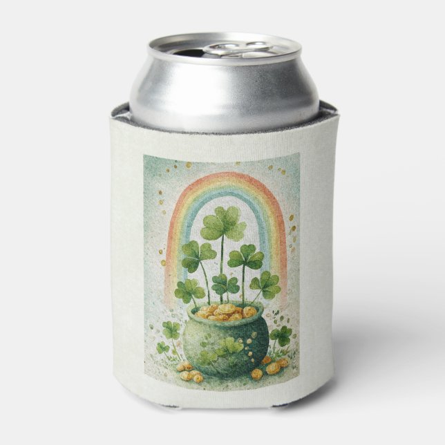 Vintage Pot of Gold and Rainbow Can Cooler (Can Front)