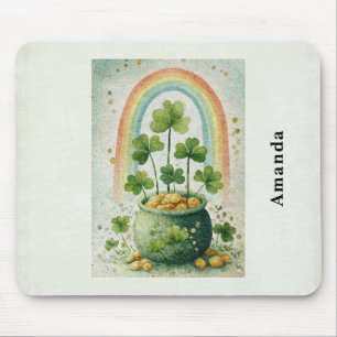 Vintage Pot of Gold and Rainbow Mouse Mat