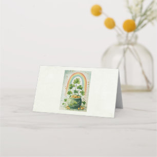 Vintage Pot of Gold and Rainbow Place Card