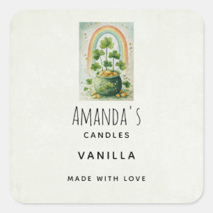Vintage Pot of Gold and Rainbow Square Sticker