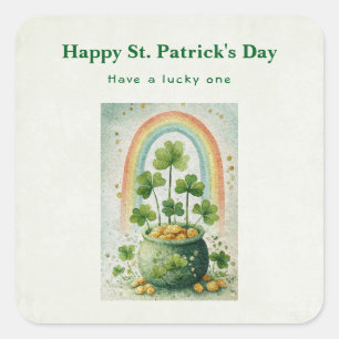 Vintage Pot of Gold and Rainbow St. Patrick's Day Square Sticker