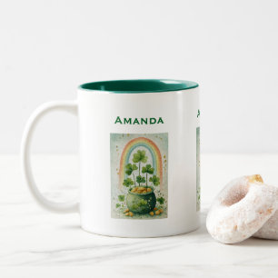 Vintage Pot of Gold and Rainbow Two-Tone Coffee Mug