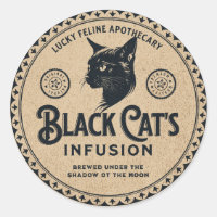 Vintage Potion Label Black Cat Halloween Décor