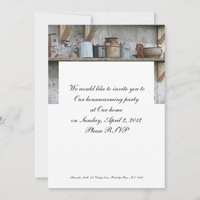 Vintage Pots and Pans Housewarming Invitation (Front)