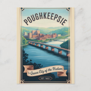 Vintage Poughkeepsie New York Retro Travel Holiday Postcard
