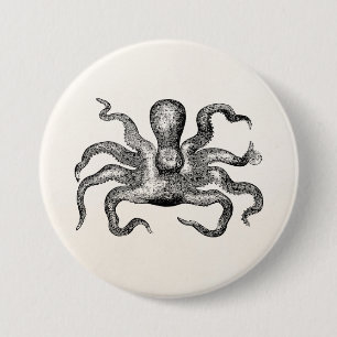 Vintage Poulpe Octopus  - Cuttlefish Template 7.5 Cm Round Badge