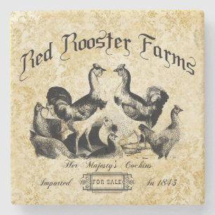 Vintage Poultry Farm Advertisement Stone Coaster