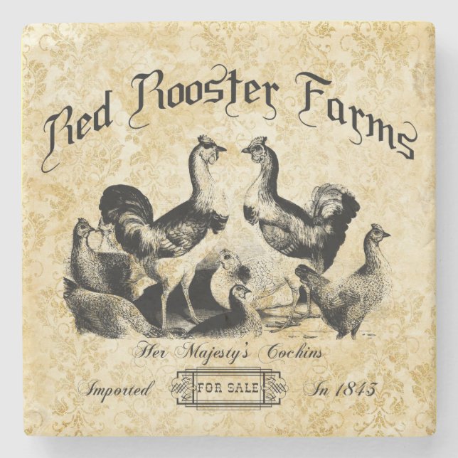 Vintage Poultry Farm Advertisement  Stone Coaster (Front)