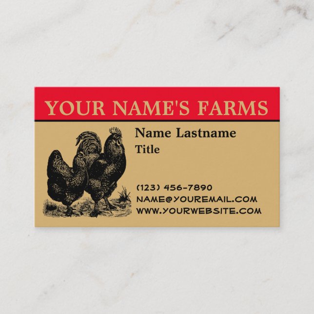 Vintage Poultry Farm Template Business Card (Front)