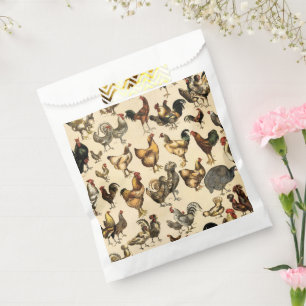 Vintage Poultry of the World Chicken Breed Art Favour Bags