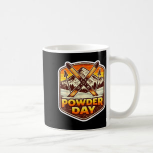 Vintage powder day skier skiing lover retro ski coffee mug